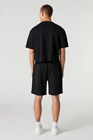 Short long en molleton à taille coulissante