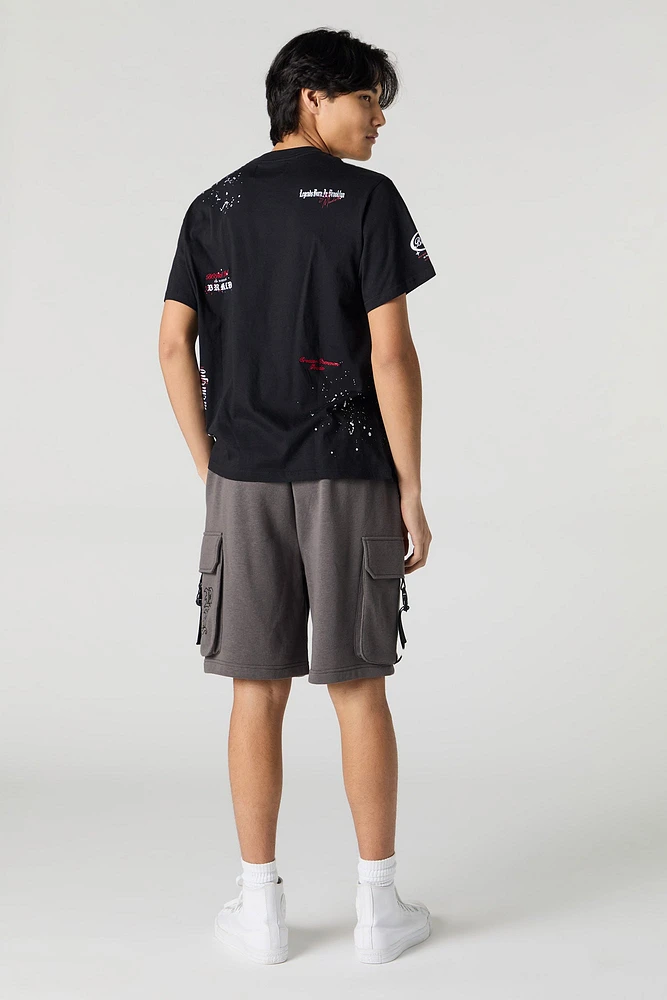 Short cargo en molleton à imprimé NY