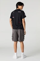 Short cargo en molleton à imprimé NY