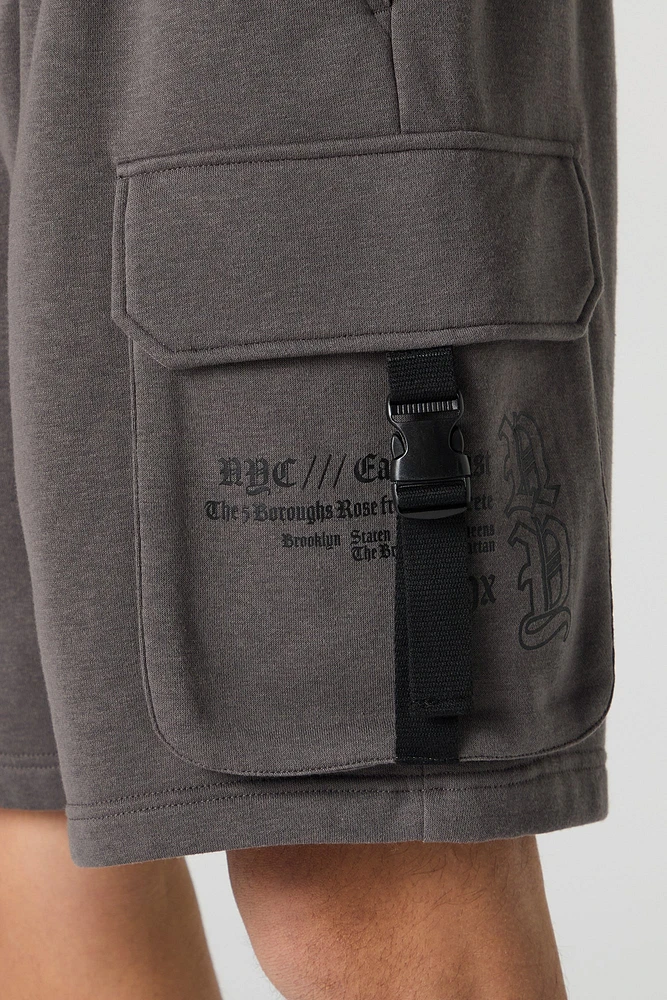 Short cargo en molleton à imprimé NY