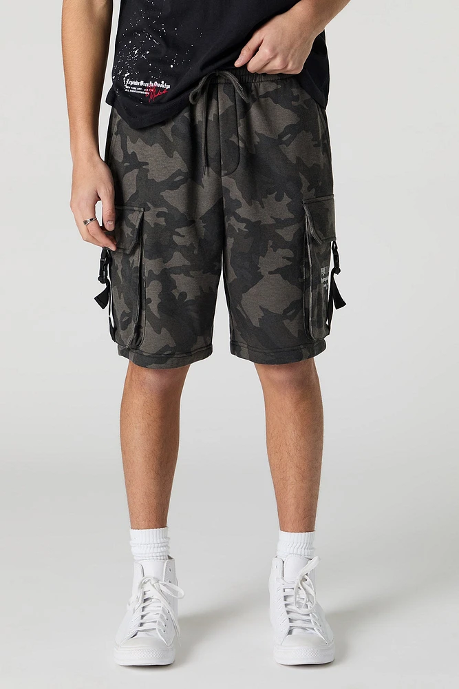 Short cargo en molleton à imprimé NY