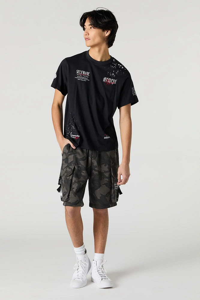 Short cargo en molleton à imprimé NY