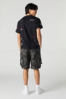 Short cargo en molleton à imprimé NY