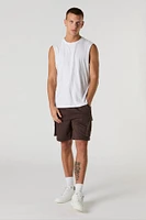 Short cargo long en molleton à taille coulissante