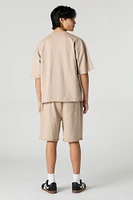Short long en molleton délav