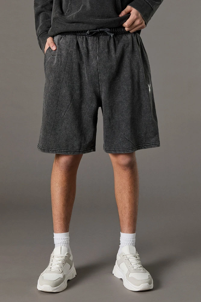 Short en molleton délavé avec imprimé Playboy High Density