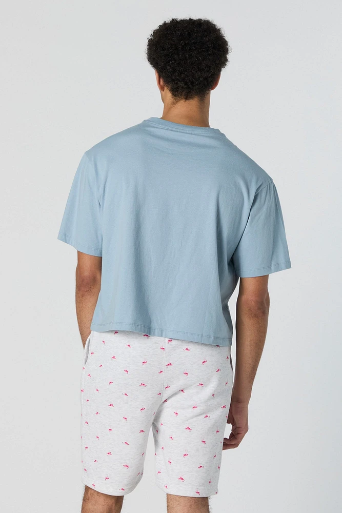 Flamingo Ditsy Print Fleece Short