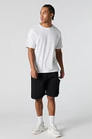 Fleece Longline Zipper Cargo Short