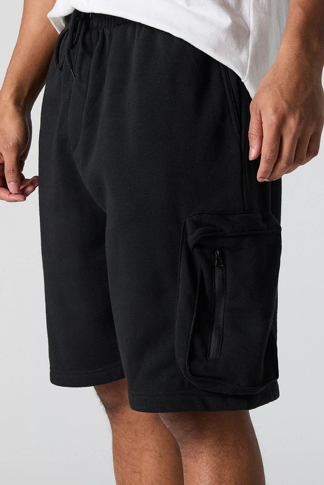 Fleece Longline Zipper Cargo Short