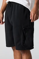 Fleece Longline Zipper Cargo Short