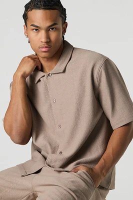 Geo Textured Boxy Button-Up Top
