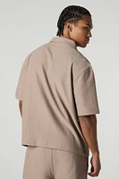 Geo Textured Boxy Button-Up Top