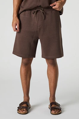 Short texturé à taille coulissante