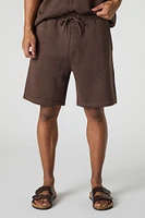 Short texturé à taille coulissante