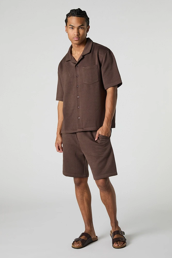 Short texturé à taille coulissante