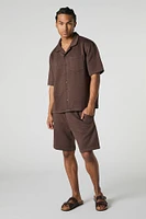 Short texturé à taille coulissante
