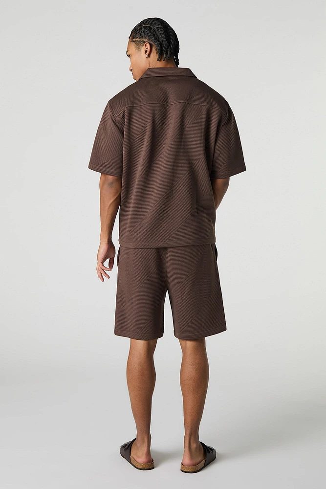 Short texturé à taille coulissante