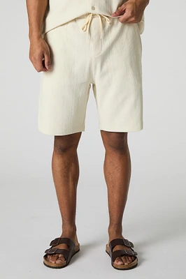 Short texturé à taille coulissante avec motif géométrique