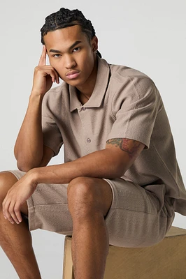 Geo Textured Drawstring Short