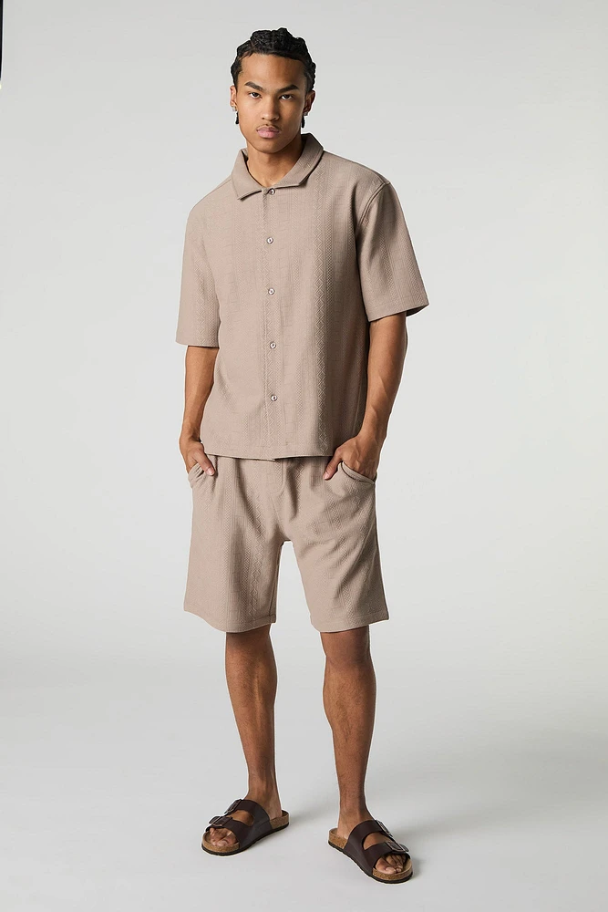Geo Textured Drawstring Short