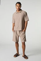 Geo Textured Drawstring Short