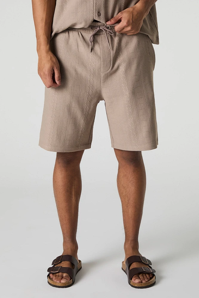 Geo Textured Drawstring Short
