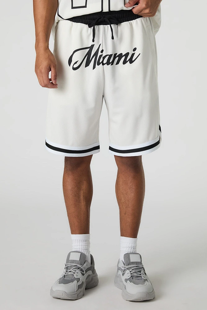 Short Active en filet à imprimé Miami