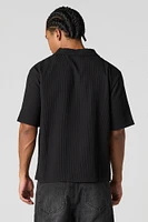Pleated Boxy Button-Up Top