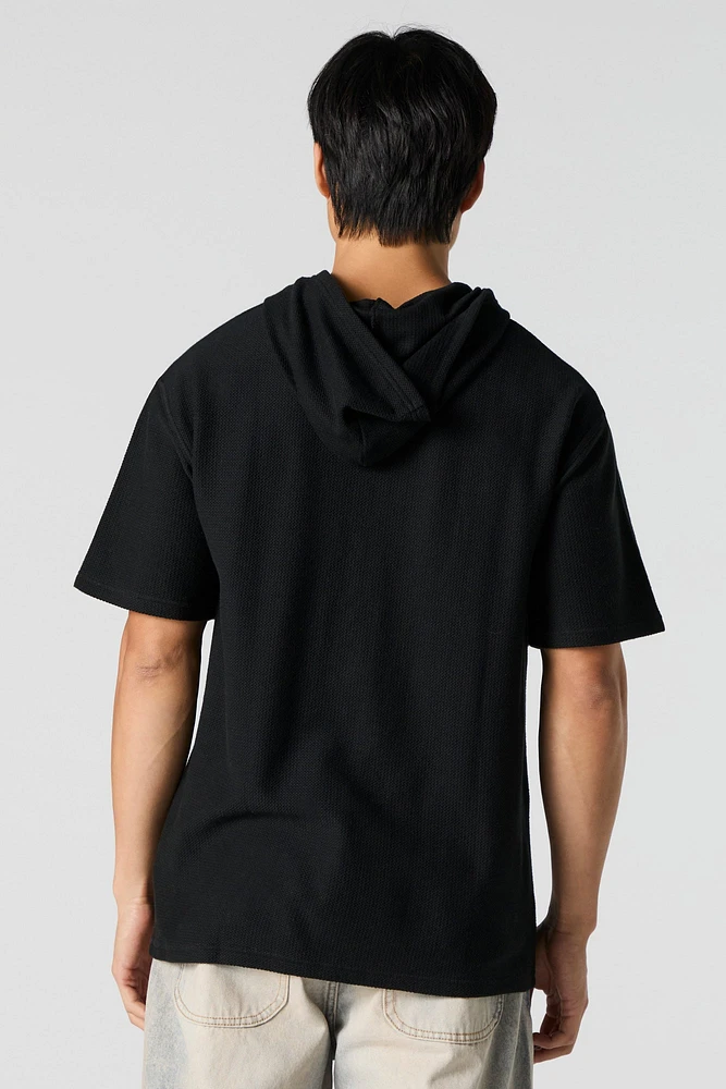 Textured Short Sleeve Hoodie