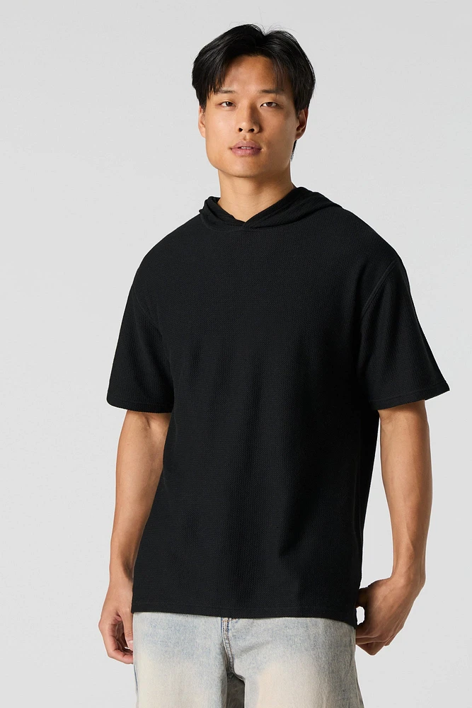 Textured Short Sleeve Hoodie