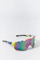 Printed Soft Touch Shield Sunglasses