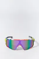 Printed Soft Touch Shield Sunglasses