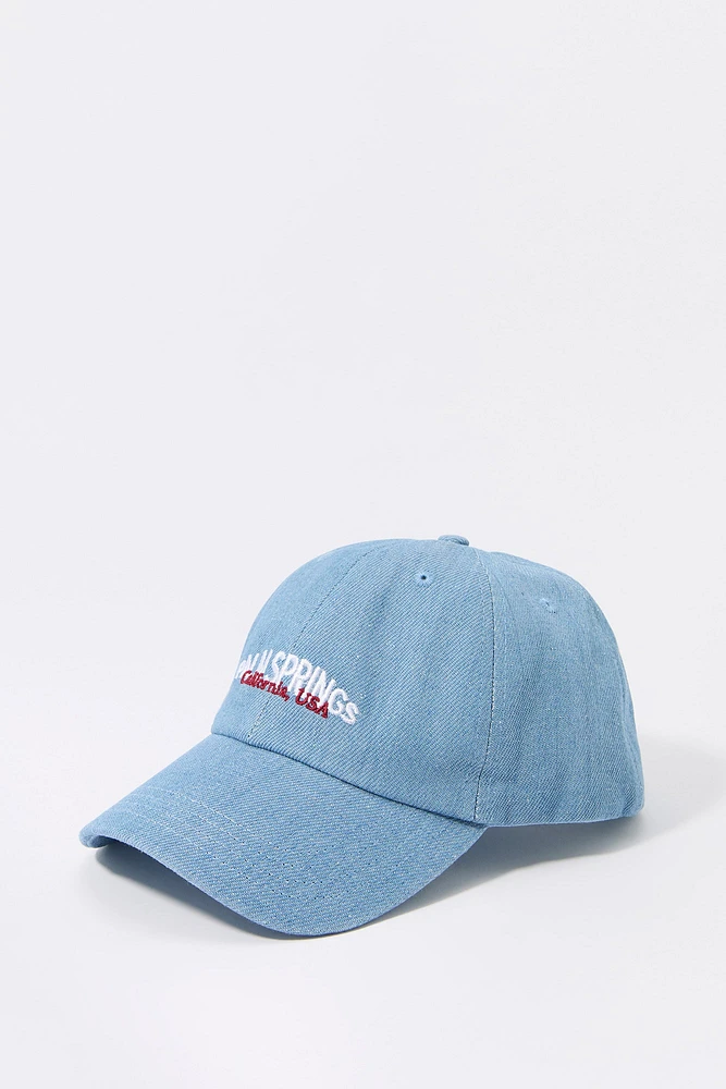 Palm Springs Embroidered Denim Baseball Hat