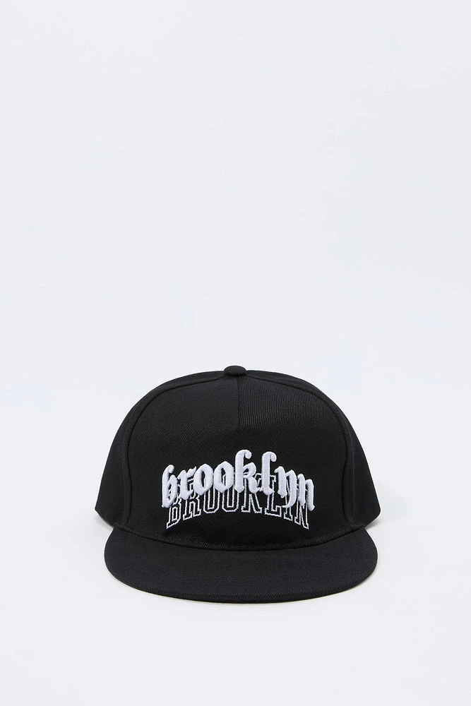 Gothic Text Embroidered Snapback Hat