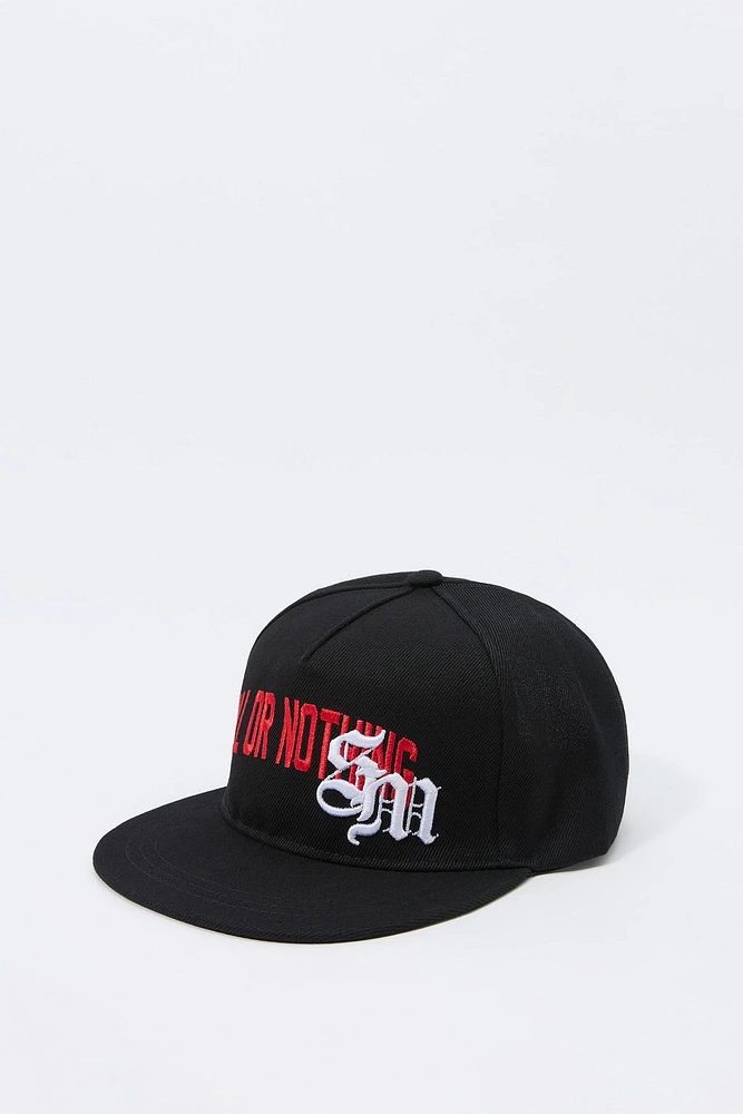 Gothic Text Embroidered Snapback Hat
