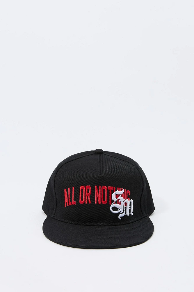 Gothic Text Embroidered Snapback Hat