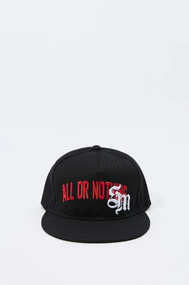 Gothic Text Embroidered Snapback Hat