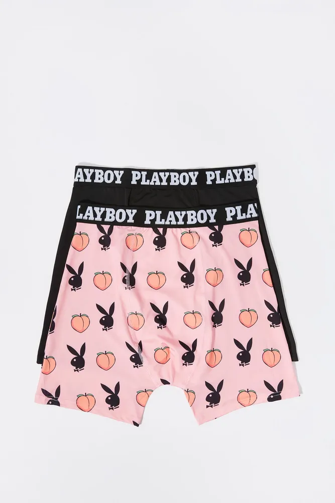 Mens Playboy Peach Print Boxer Briefs (2 Pack)