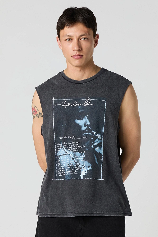 Débardeur délavé à imprimé Tupac My Hero