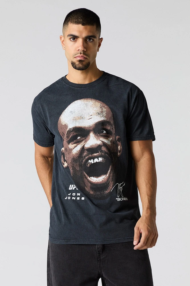 T-shirt dÃ©lavÃ© Ã  imprimÃ© Jon Jones UFC