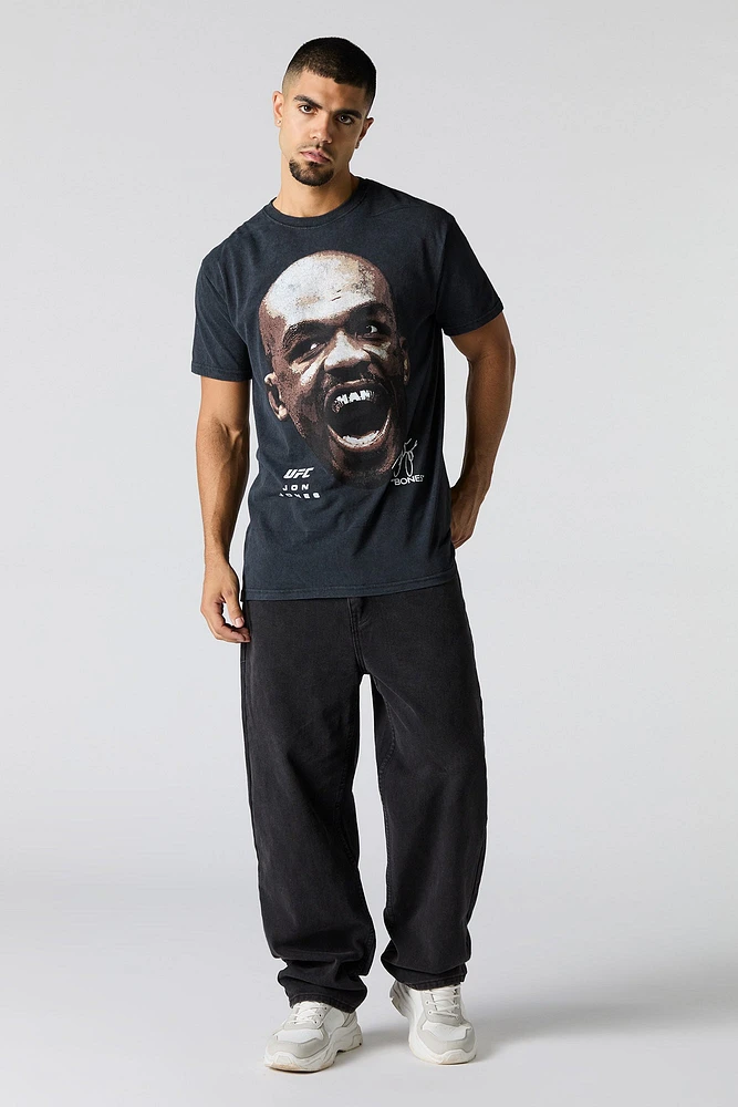 T-shirt dÃ©lavÃ© Ã  imprimÃ© Jon Jones UFC