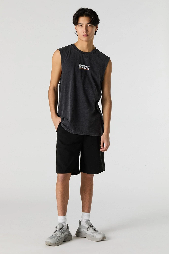 Summer Sunsets Graphic Washed Muscle Tank