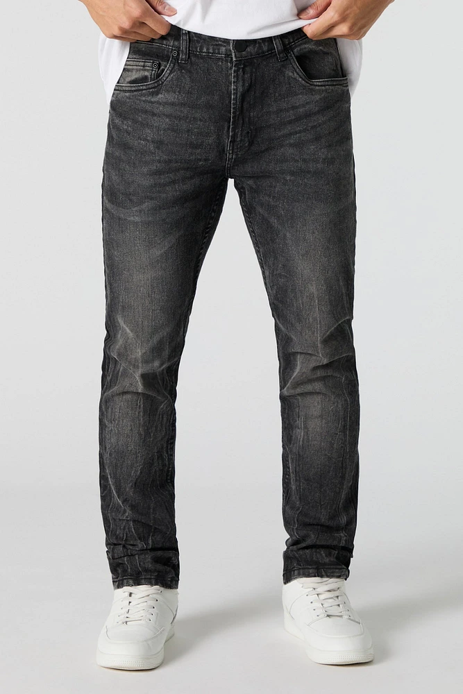 Black Faded Wash Slim Jean