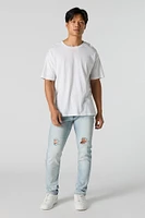 Light Wash Distressed Slim Jean