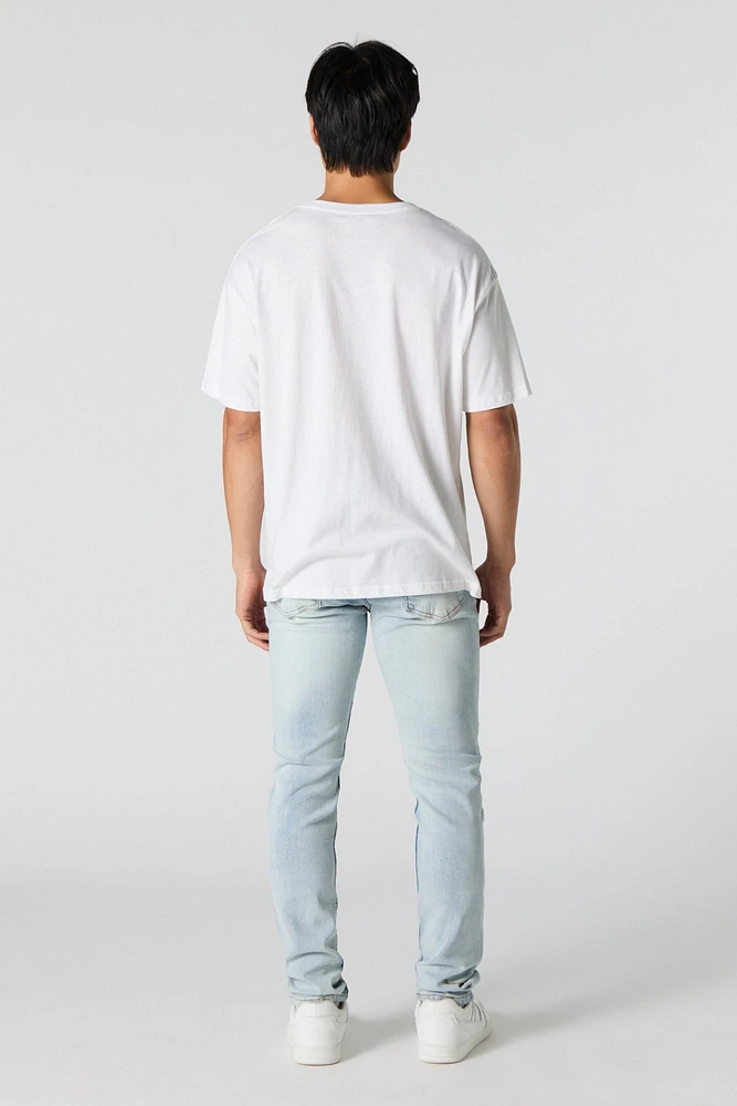 Light Wash Distressed Slim Jean