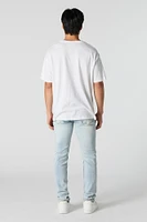 Light Wash Distressed Slim Jean