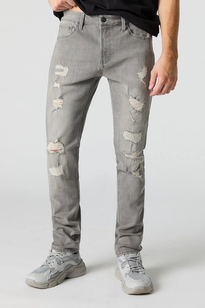 Grey Wash Distressed Skinny Jean