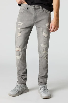 Grey Wash Distressed Skinny Jean
