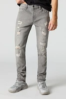 Grey Wash Distressed Skinny Jean
