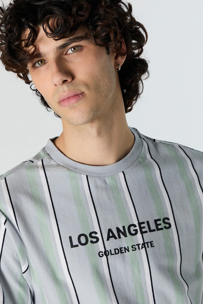 Los Angeles Embroidered Striped T-Shirt